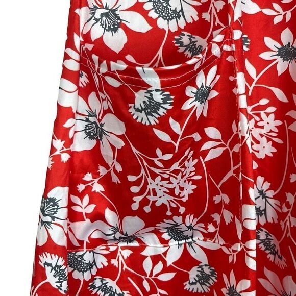Coeur de Vague 2XL Red White Floral Shift Swing Dress Pockets Stretch NWT - Picture 4 of 10